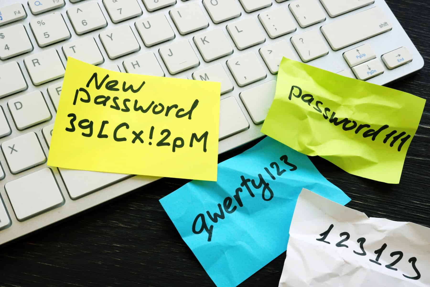 Secure passwords can be compromised if recorded on paper notes which create cybersecurity risks. 